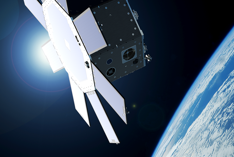 Rendering of Sidus LizzieSat satellite around the earth.