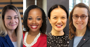 Headshots of Corteva Scientists: Gina Zastrow-Hayes, Veronica White, Dr. Yuhong Ju, and Dr. Laura Wayne