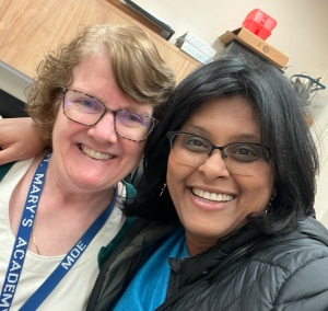 Dr. Mary Khetani and her high school chemistry teacher Maureen Daschel