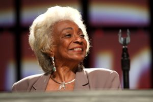 Nichelle Nichols speaking at the 2013 Phoenix Comicon at the Phoenix Convention Center in Phoenix, Arizona.