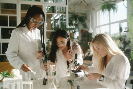 Young female scientists at work