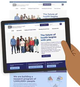 screenshot from the NIH All of Us Research Program website